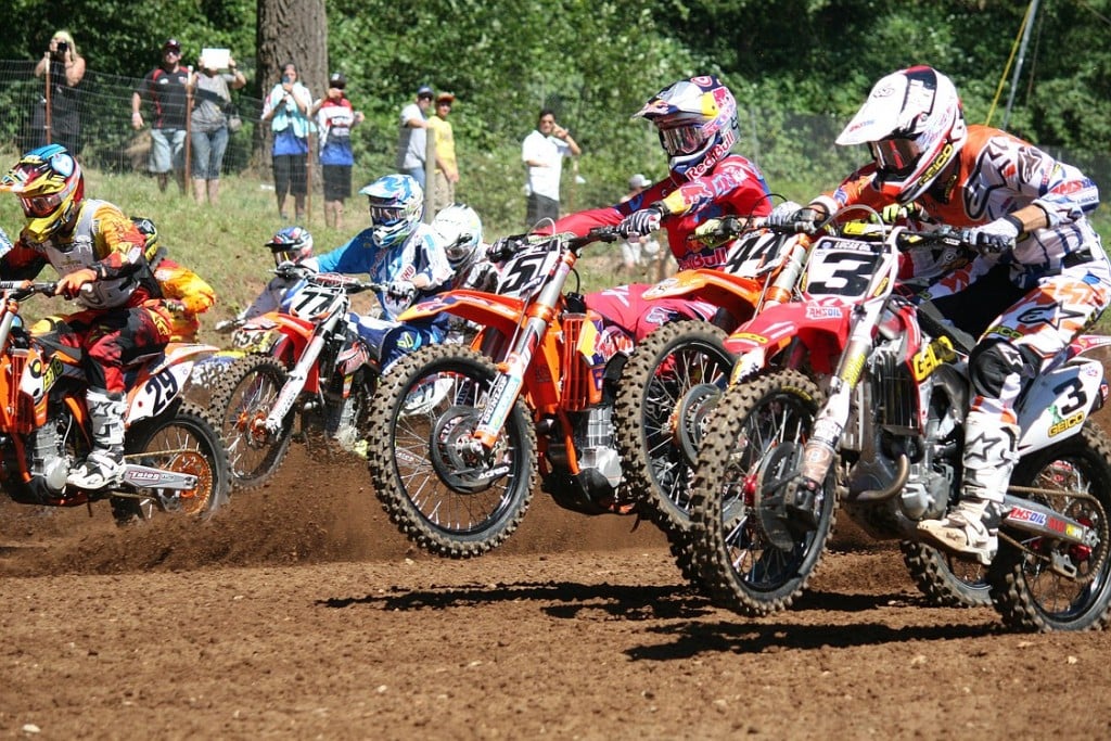 Ryan Dungey (5) charges out of the gate Saturday, at Washougal Motocross Park. The KTM 450 class rider from Belle Plaine, Minn., won the Washougal National for the sixth time in his career.