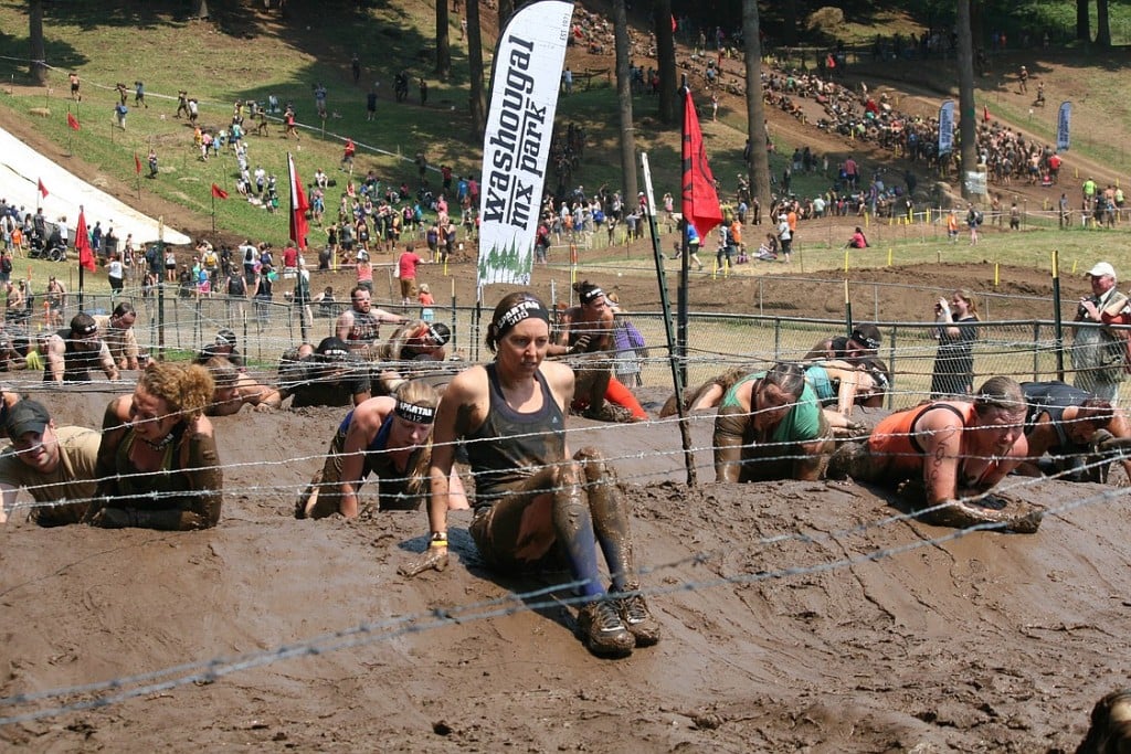 Washougal Motocross Park became a playground for Spartans of all ages Saturday. Men and women crawled through miles of mud and conquered obstacles to get to the finish line.