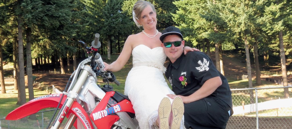 Jamie and Kory Huffman are ready to ride off into the sunset after getting married Saturday, July 28, at Washougal Motocross Park.