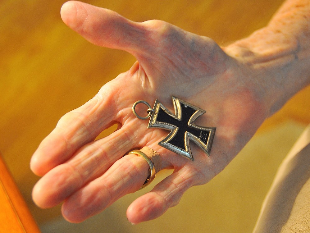 Willis found this cross, made of iron, after a battle against the Nazis during World War II.