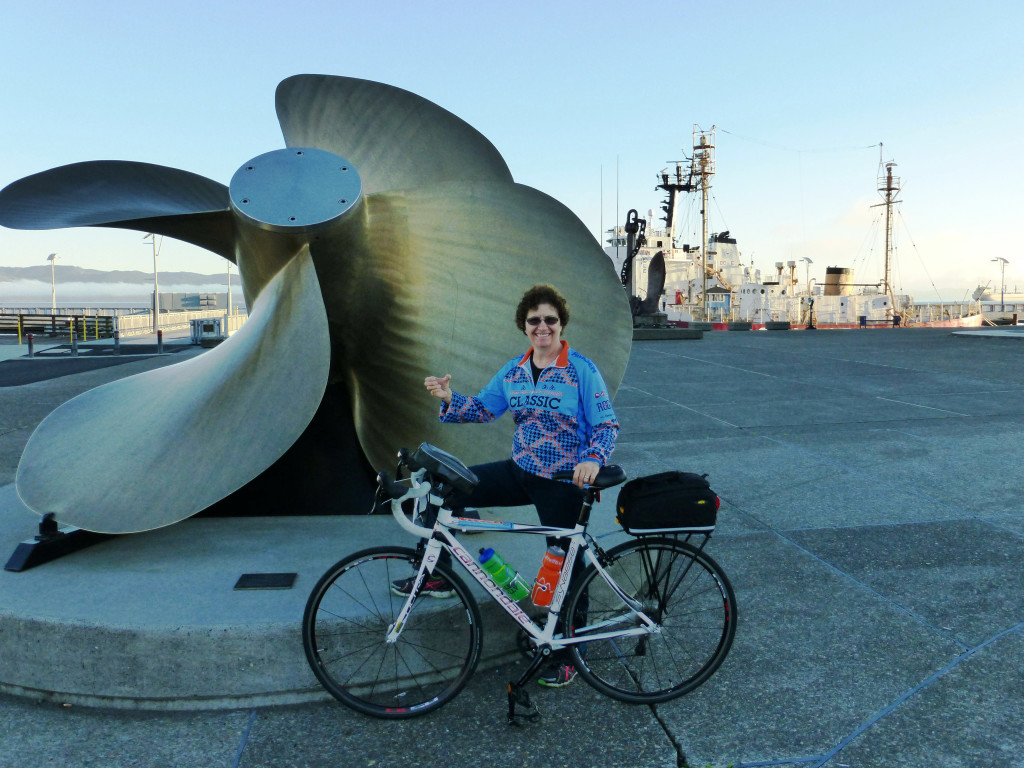 Dorothy Elion gives a thumbs up after a 360 mile ride in 2012 for the National Arthitis Foundation. She is Tom Baltes' sister in law. Her husband Ken, Baltes' brother, suffers from Rheumatoid Arthritis. 