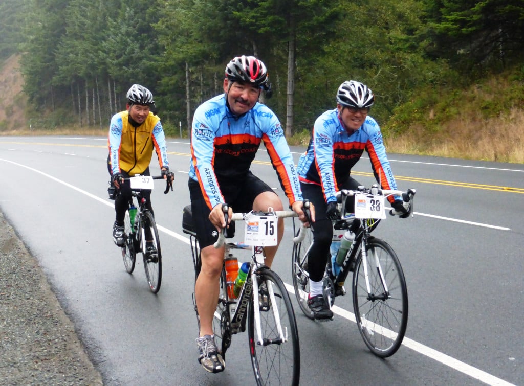 Tom Baltes and two others participate in a 360 mile ride on Highway 101 at the Oregon Coast. 