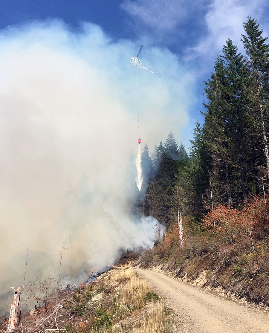 The Gold Rush Fire, located on Department of Natural Resources land, is being tackled using tools ranging from helicopters dumping water to bulldozers moving earth.