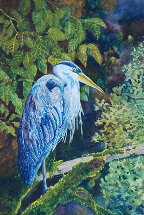 "Blue Heron" includes Ray's interests in nature and color.