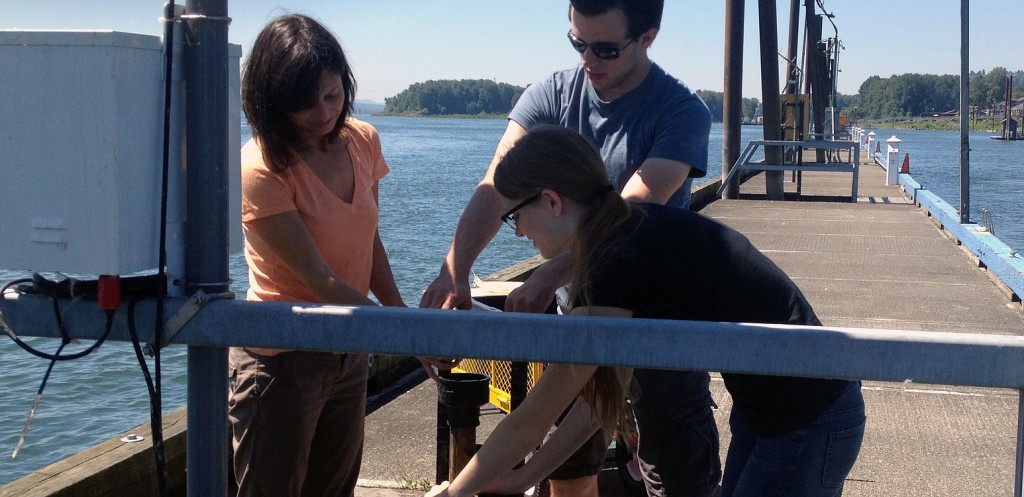 Contributed photo
Camas High School student Rachel Fadlovich (far right) tests a water sample at the Port of Camas-Washougal during her internship with the Center for Coastal Margin Observation and Prediction.