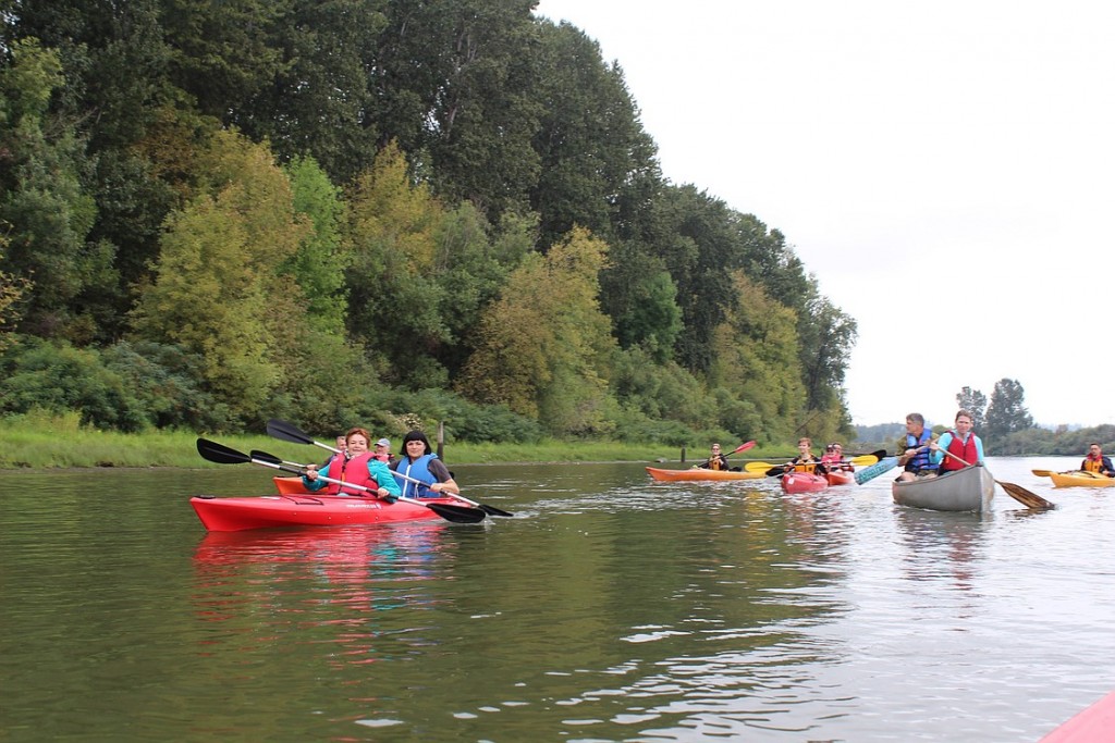 The international delegation got to experience one of the many things that makes life in the Pacific Northwest so great--the myriad of outdoor activities that are readily available. Here, the group kayaks the Columbia River. Other activities included a trip to Mount St. Helens and a picnic at Beacon Rock park.