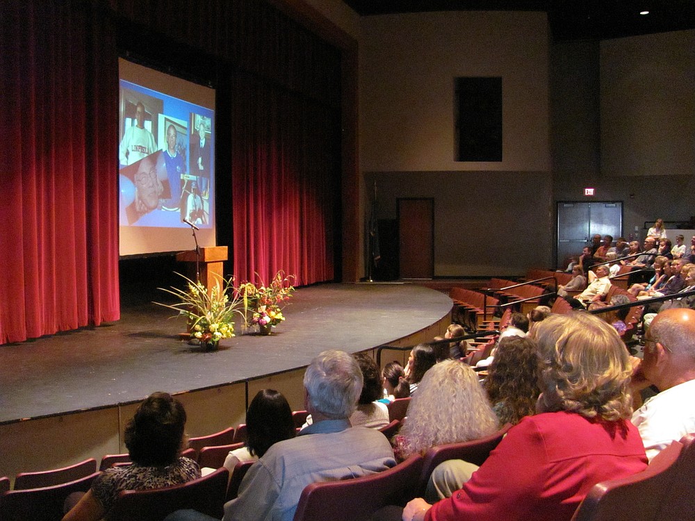 Friends, colleagues, family and community members gathered to remember Tom Hays during a memorial service at Washburn Performing Arts Center last week. The Jemtegaard Middle School history teacher passed away on Saturday, Sept. 14 at the age of 59.
