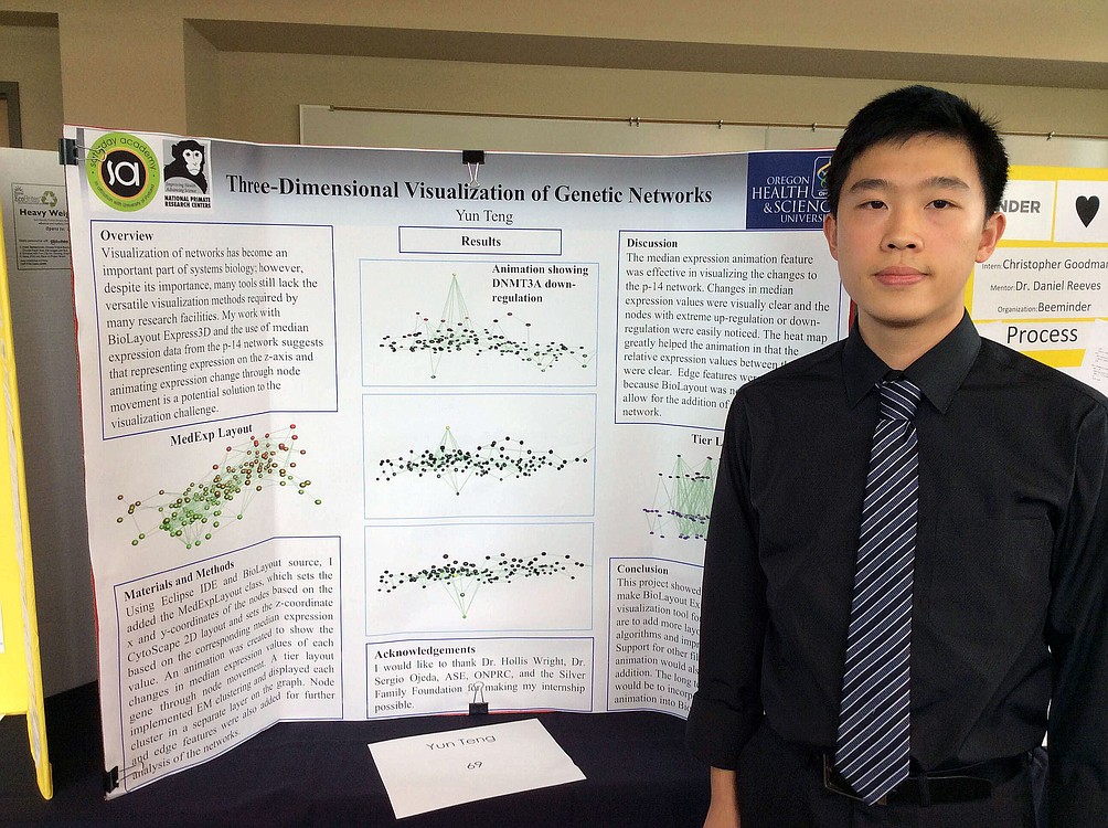 Yun Teng presented his research during an internship with the Oregon National Primate Research Center at OHSU.