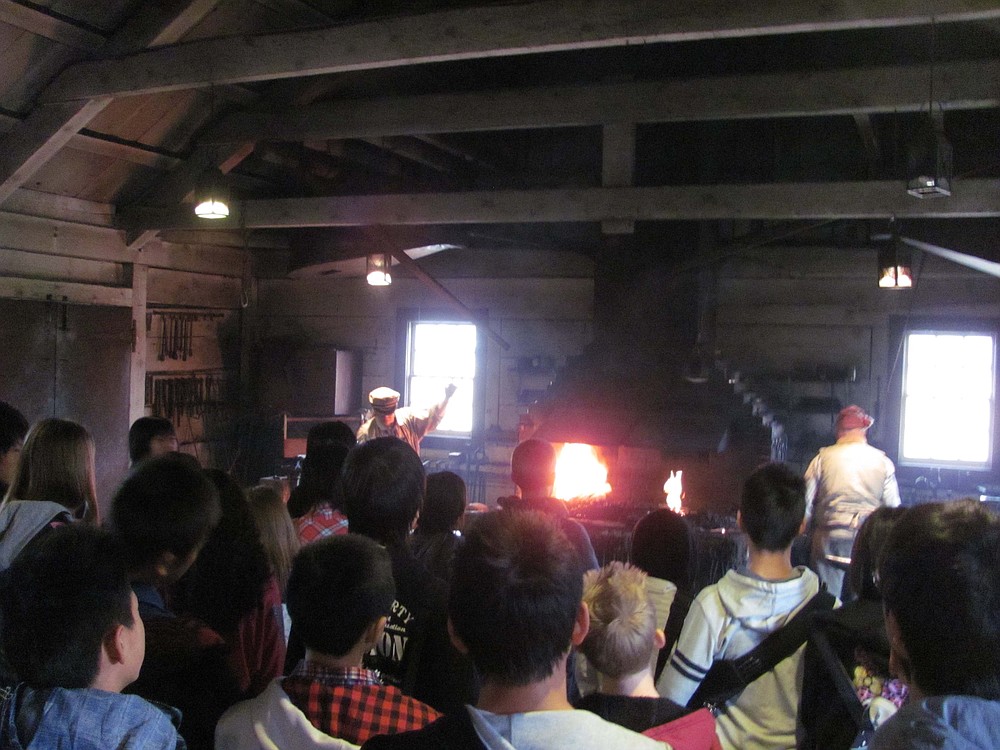 Middle school students from Taki, Japan were fascinated by a blacksmith's demonstration at Fort Vancouver last week.