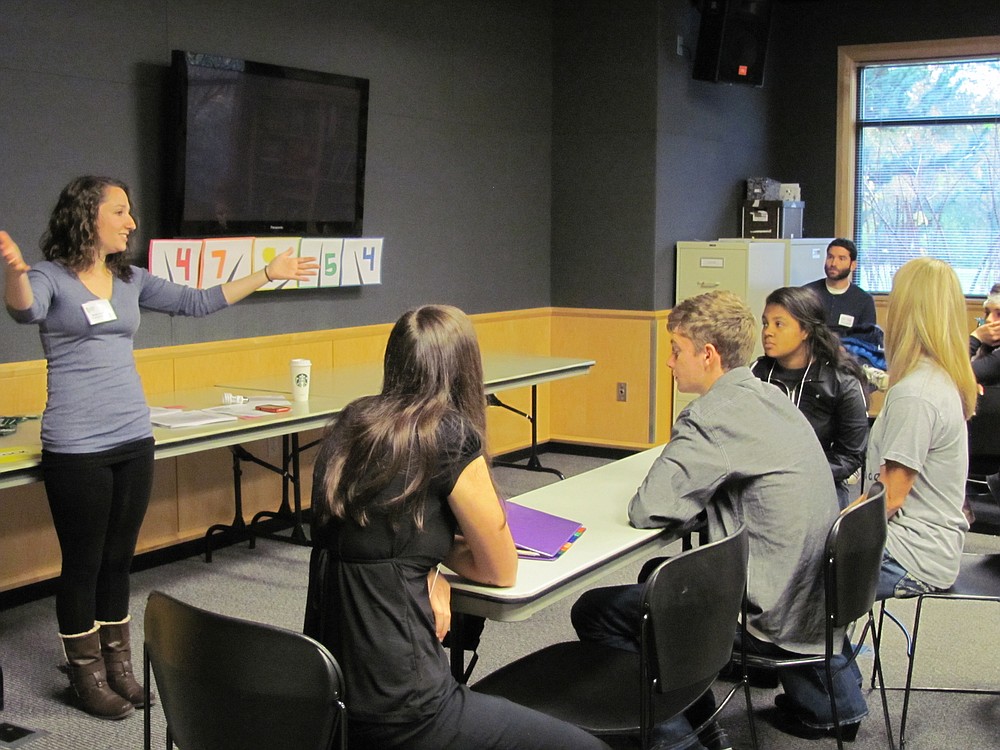 Hayes Freedom High School students participate in an energy activity at the Green Schools summit last week at the Clark County Water  Resource Center.