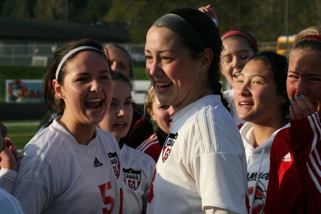 The Camas girls soccer players shed tears of joy after defeating Mead in a shootout Saturday, at Doc Harris Stadium. The Papermakers are going to the Final Four their first year in the 4A classification.