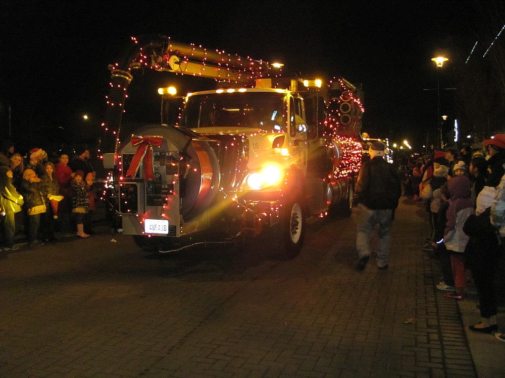 Ribbons and lights accented the city's vactor truck. The $375,000 piece of equipment, purchased in 2010, clears storm drains and sewer lines. The parade also included &quot;The Grinch,&quot; classic cars and fire trucks.