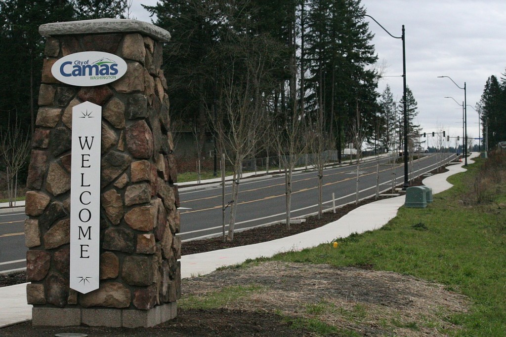New monument-style markers were recently installed at the Northwest 38th Avenue entrance to Camas, not far from the site where a new multi-family residential/commercial development called Kate's Crossing is being proposed. Camas Mayor Scott Higgins said similar entrance markers and improvements are being planned for other west-side entrances to the city. "We are making it very clear that when you enter Camas, you know it," he said. "We are going to try to make it brighter with lights. We are going to try to make it more visually appealing with entrance markers and street scapes, so you know exactly when you've entered the 'promised land.' I hope, if (Kate's Crossing) moves forward, that is what we achieve."