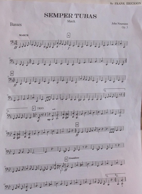 Neumann wrote and conducted the piece, "Semper Tubas," for the Metropolitan Youth Concert Band, of which he is a member. Neumann has never had formal instruction on composing music.