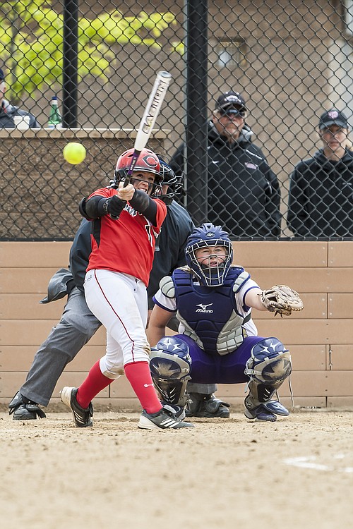 Lena Richards puts the ball in play for the Papermakers.