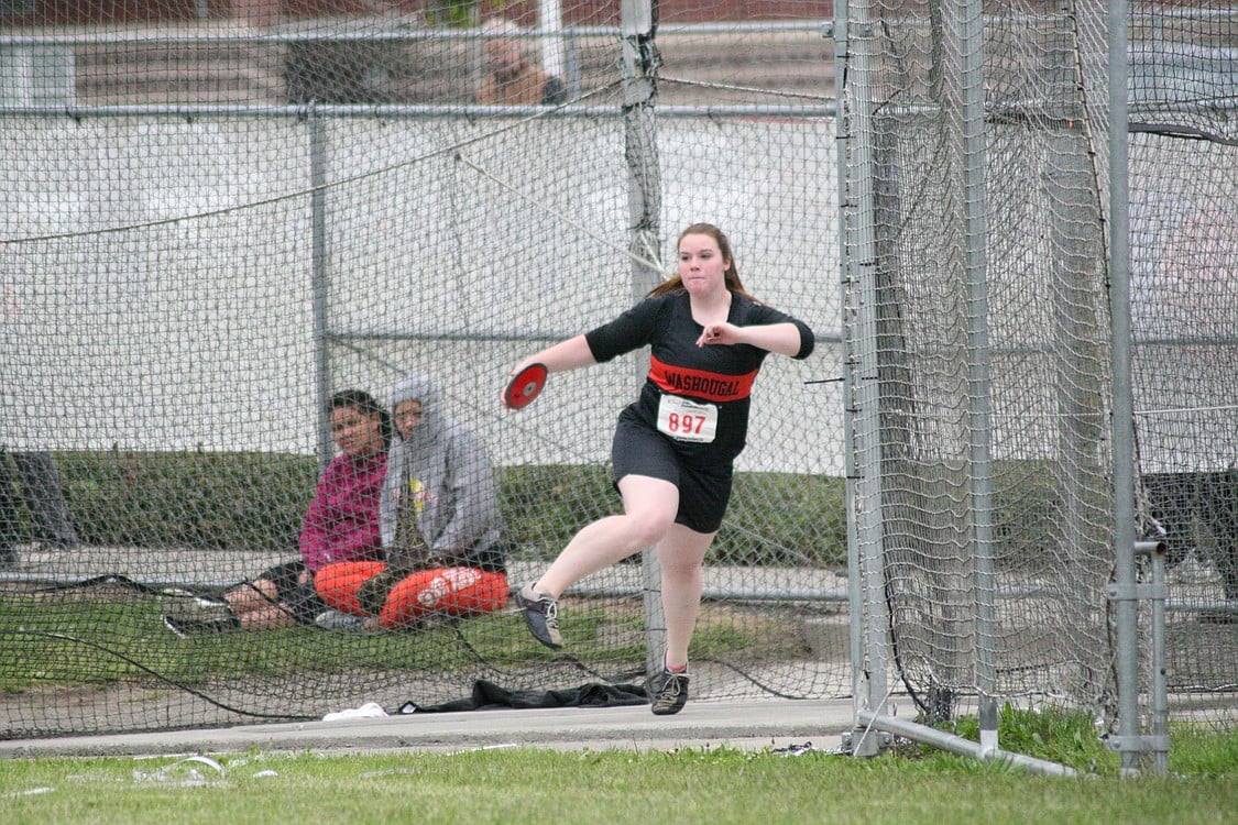 Michelle Greear notched ninth place at state for Washougal is the discus.