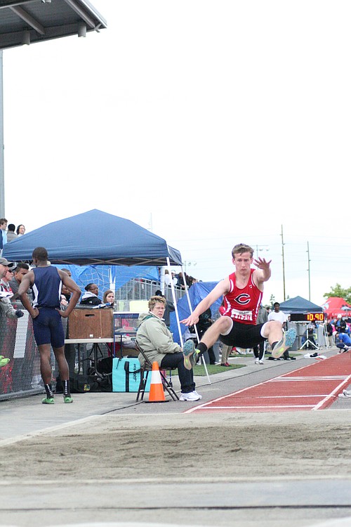 Josh Ryan leaped to seventh place for Camas in the state long jump.