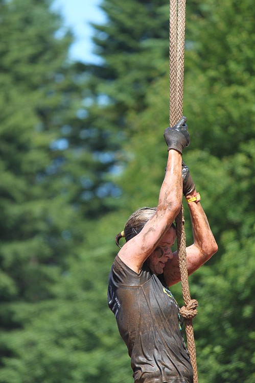 The rope climb obstacle was reportedly among the most challenging aspects of the grueling race.  Those who were not able to claw, grab and hoist themselves to the top and ring a bell were required to do 30 burpees --a cross between a jumping Jack and a push-up. The race also included obstacles such as carrying sandbags and bricks, throwing a javelin, climbing up walls, and tipping over tractor tires.