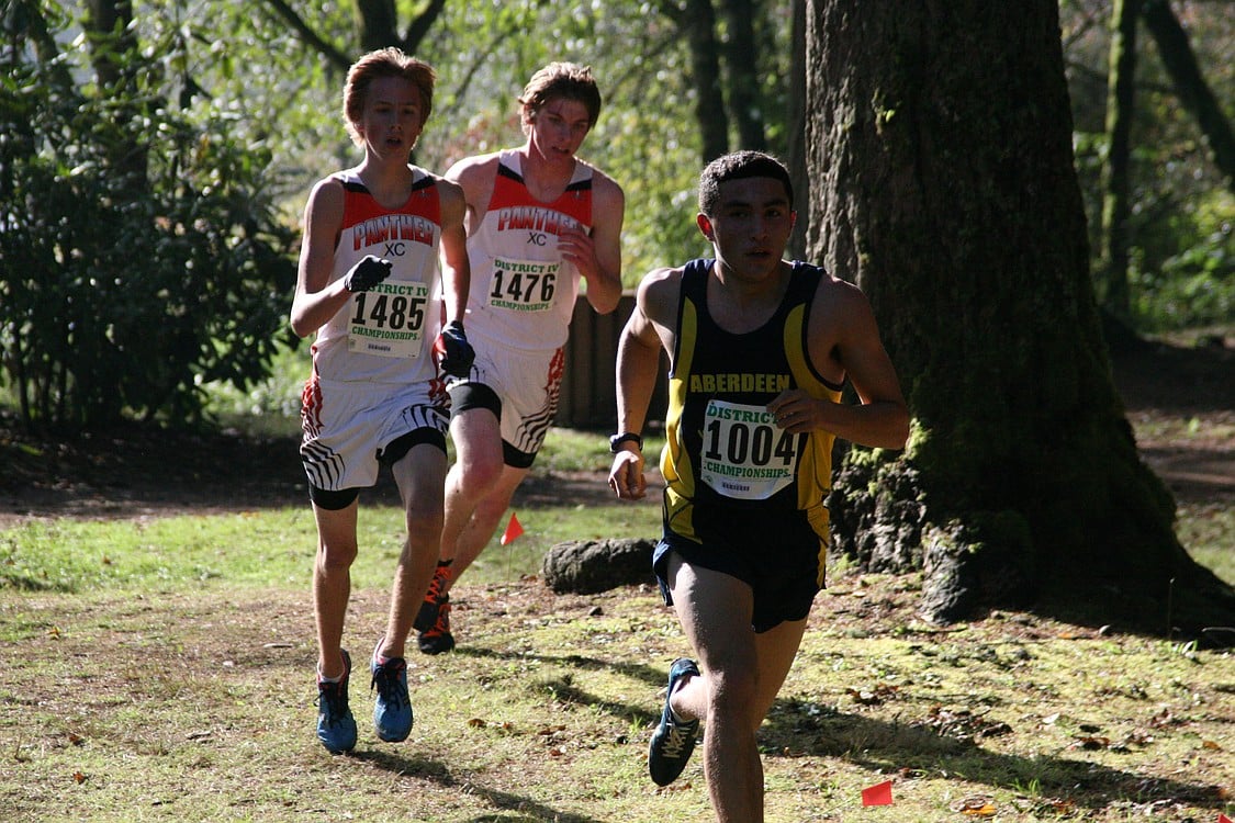 Isaac Stinchfield and Sean Eustis are hot on the heels of Aberdeen's Poli Baltazar.