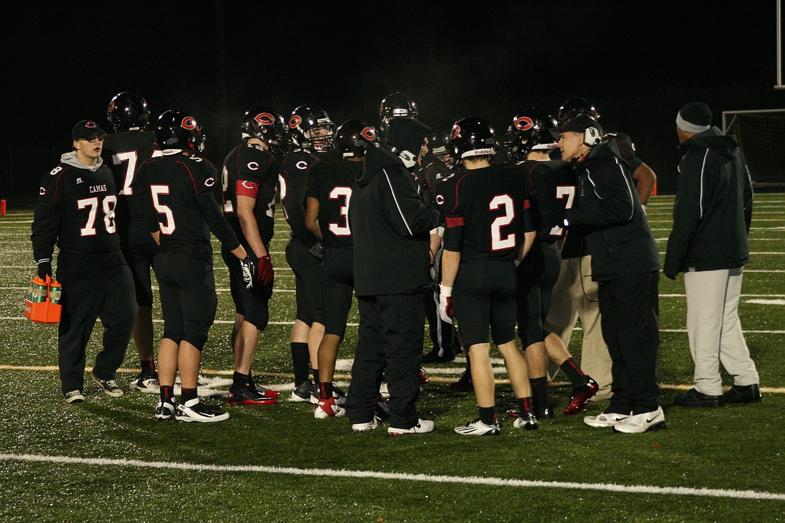 In the huddle.