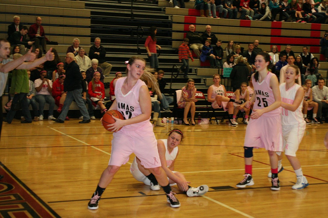 Sierra Brown rips the basketball away from a Mountain View defender.