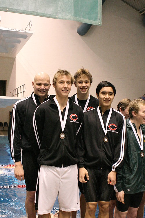 Jake Yraceburu, Lucas Ulmer, Kasey Calwell and John Utas took fourth place for Camas in the 200 medley relay.