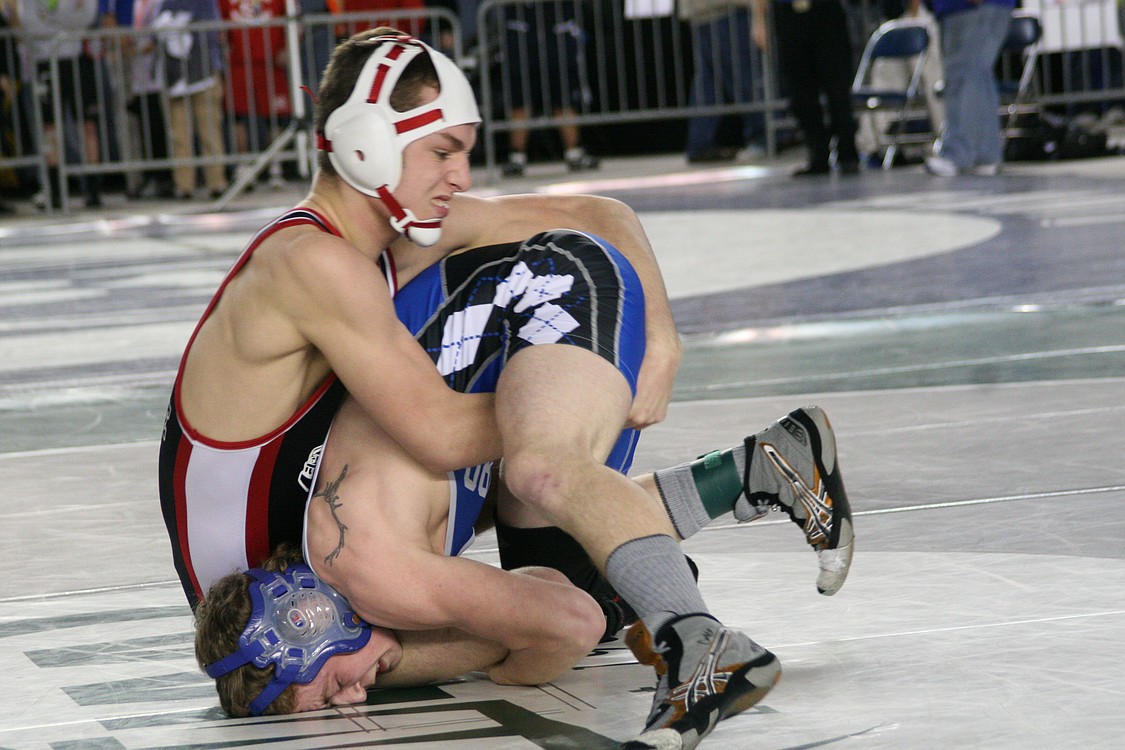 Tyler Weiss has his opponent all tangled up.