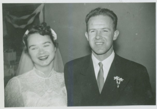 James Kendall and Zoe Beyma (above) on their wedding day July 2, 1955 and today (below).