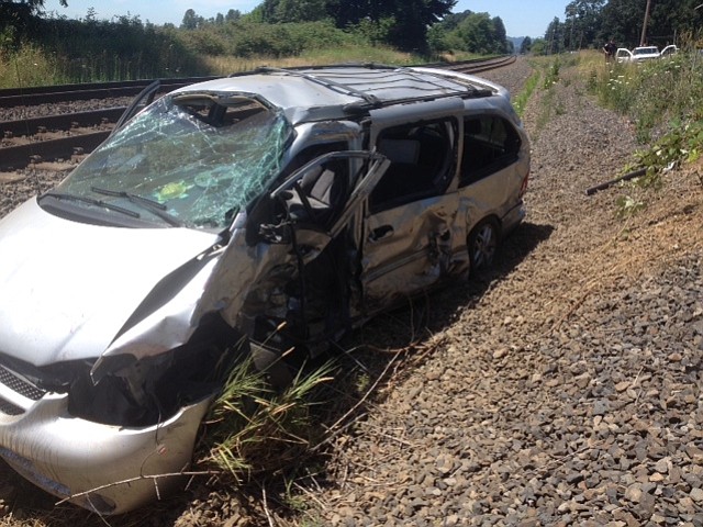 Six people were injured when a minivan pulled in front of a C-Tran bus on Evergreen Highway in Washougal on Tuesday. Investigators believe the driver of the minivan was attempting to make a u-turn.