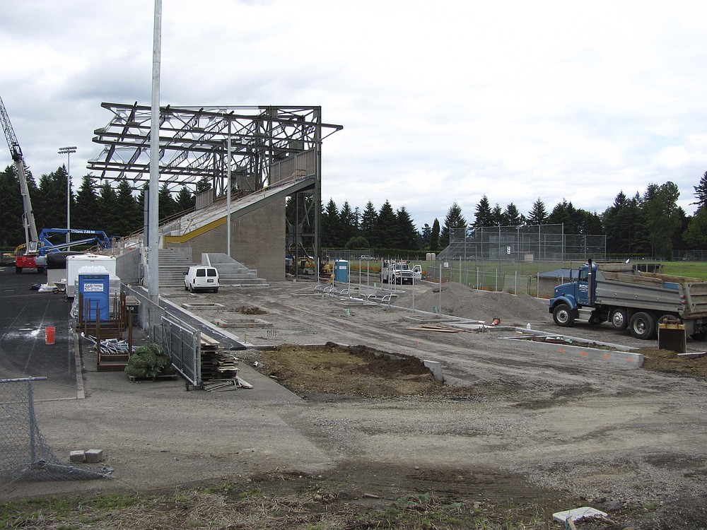 Alliance Steel Erectors began assembling the roof of the new Doc Harris Stadium in Camas last week. The facility will be complete in time for the Sept. 17 football game between Camas and Columbia River high schools.