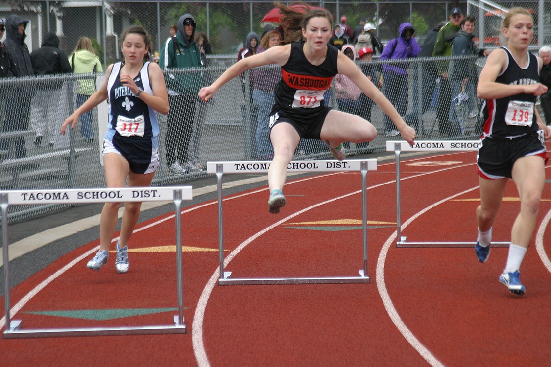 Kelley Young competes in the 300 hurdles at state.