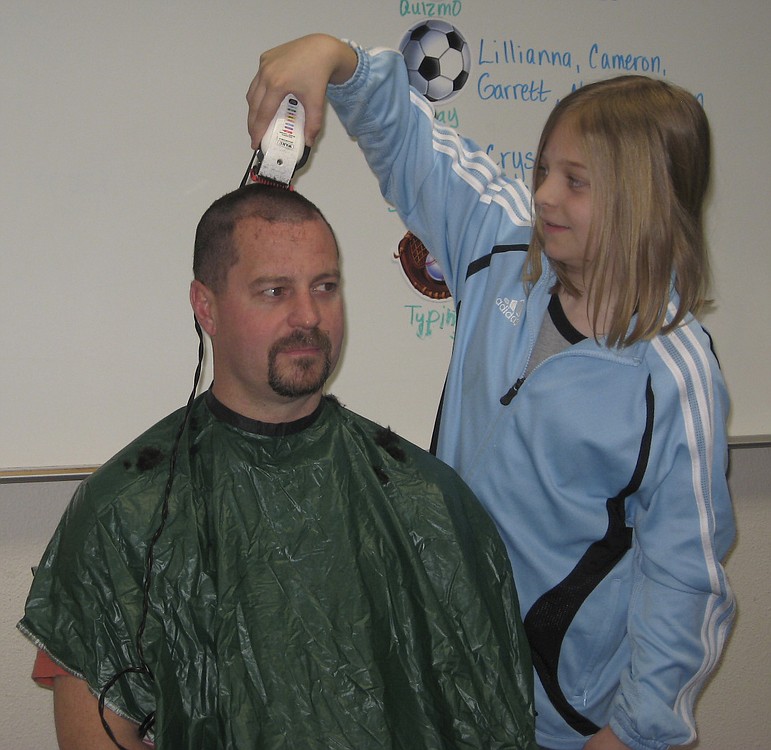 Fourth-grade students at Cape Horn-Skye Elementary in Washougal recently gave How to presentations to their classmates. Here, Emilee Smart demonstrated on her father, Tom, how to properly cut hair. In less than 10 minutes, the task was complete. Published in the May 11, 2010 edition.