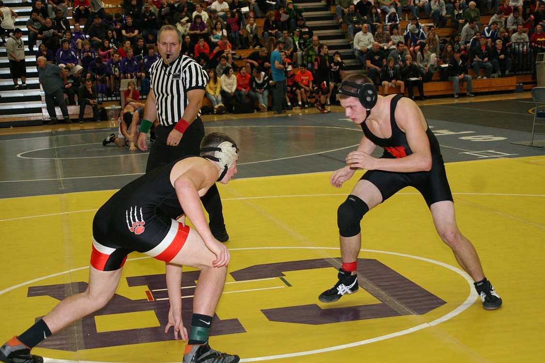 Robert Melton (right) placed sixth at 160 pounds for Washougal High School.