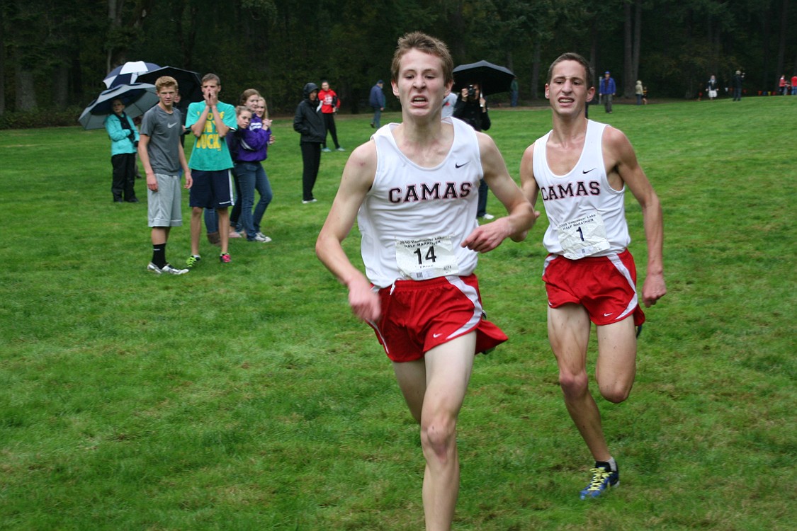Andrew Kaler and Tucker Boyd push each other all the way to the finish line.