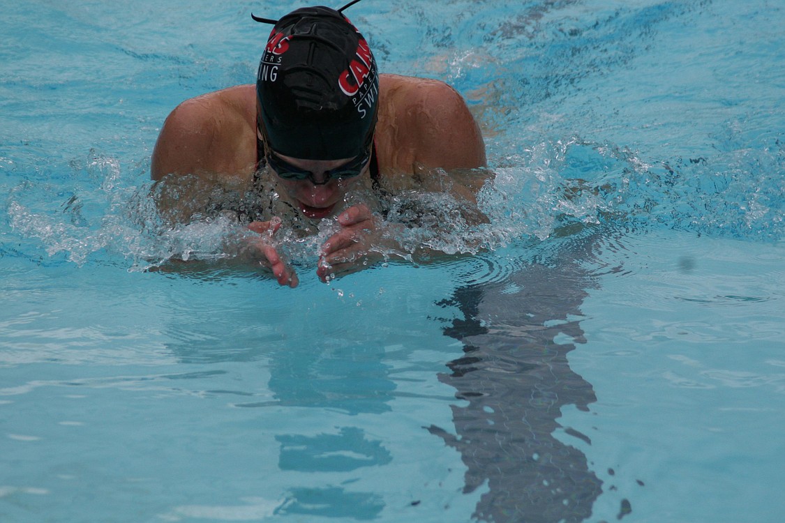 Carolyn Foster makes waves for the Camas High School girls swimming team Sept. 16, at the Kessid Center in Fisher's Landing.
