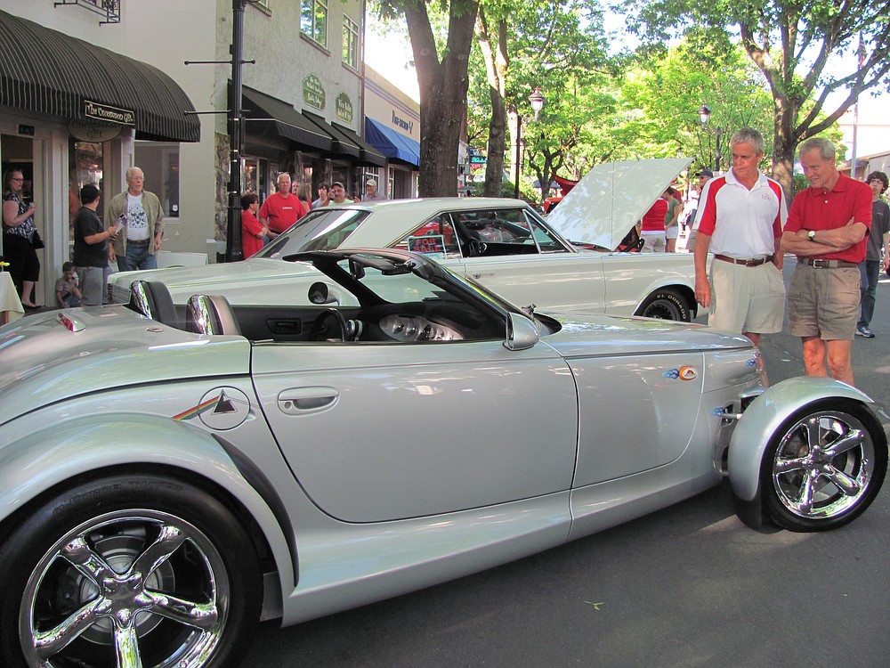This 2000 Plymouth Prowler, owned by John Cramer of Vancouver, was a popular stop during the annual car show last Friday. The show was a part of the downtown Camas Association's First Friday event.