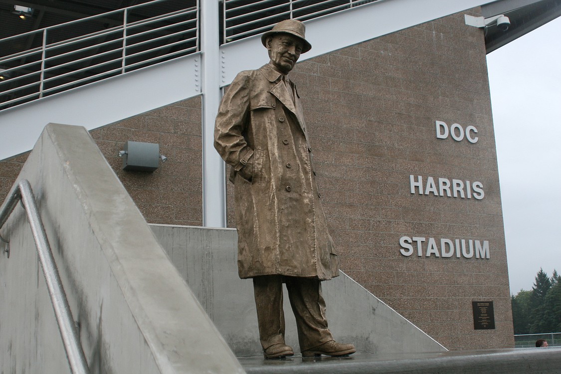 The statue of Arthur K. &quot;Doc Harris,&quot; created by artist Lee Hunt of Portland, Ore.