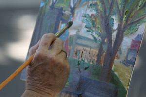Artists painting "in the open air," will line up along Northeast Fourth Avenue in downtown Camas on Friday. The event is part of First Friday events.
