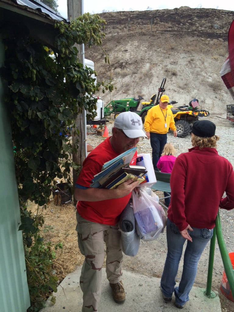 George Ryland, a former Camas resident, helped unload donated supplies from a truck. The retired Oregon Army National Guard medic previously served two tours in the Middle East. Ryland, of Keizer, Oregon, and Scott Jonason previously assisted victims of Hurricane Katrina, in New Orleans. 