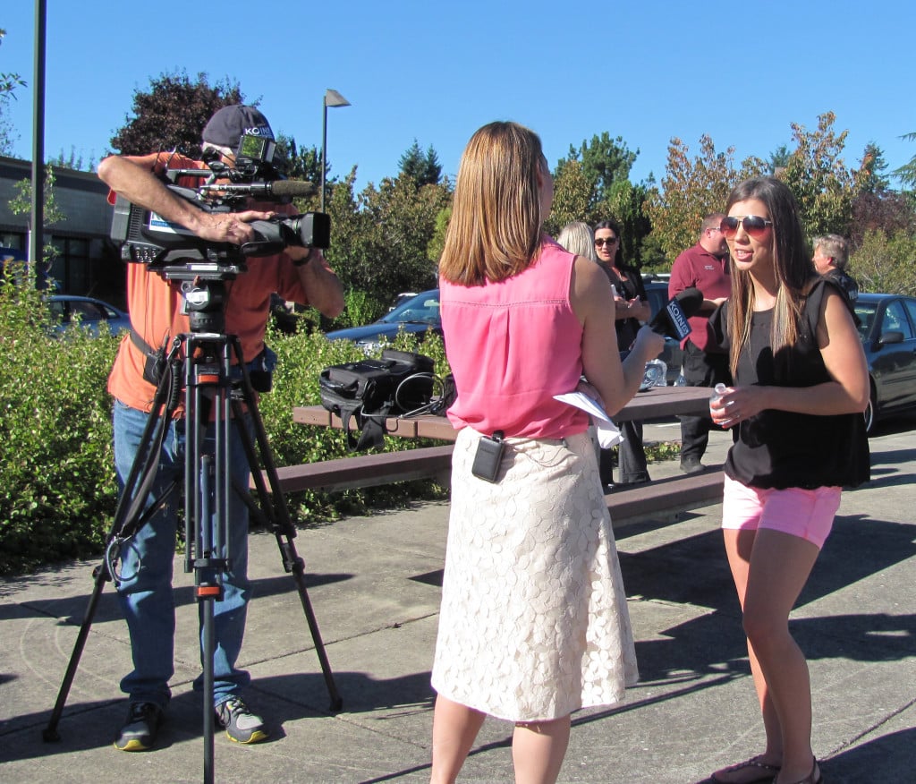 Chelsey Goertler of Camas spent Wednesday afternoon in a whirlwind of media interviews at the Girl Cops Are Awesome event at Vancouver Police Department's east precinct. She and daughter, Kinley, 4, gained international attention after a Facebook post Goertler wrote about her daughter's disappointment in finding a SWAT Halloween costume only geared towards boys. "I never thought it would get this big," she said. 