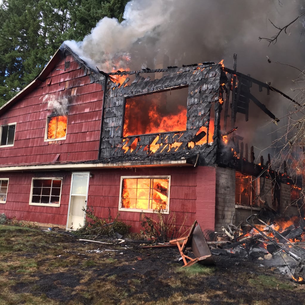 A lack of fire hydrants initially hampered firefighters' efforts to put out the blaze.(Photo courtesy of the Camas-Washougal Fire Department).