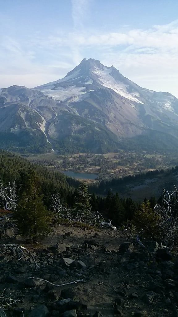 Mount Jefferson and Jefferson Park are visible in this photo, taken during the Deals' trek across Oregon. 