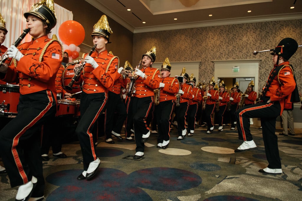 Directed by Richard Mancini, thirty-seven members of the Camas High School marching band performed the Papermakers' fight song, as well as Louie Louie, during the First Citizen ceremony Oct. 20 at the Vancouver Hilton. Nan Henriksen, a Papermaker alumni, was the 2015 honoree. In addition, 15 members of the CHS Select Bass Choir, directed by Ethan Chessin, also performed selections including Tshotsholoza, a traditional South African song, arranged by Jeffrey Ames, and The Star-Spangled Banner, arranged by James McKelvy.
