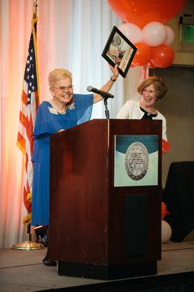 First Citizen Henriksen was presented with a an honorary plaque and a $1,000 contribution to Clark County Teen Talk, a teen mentoring program. It was the first time a Camas resident was a recipient of the award since its inception in 1939.  (Photo courtesy of Ryan Flood)