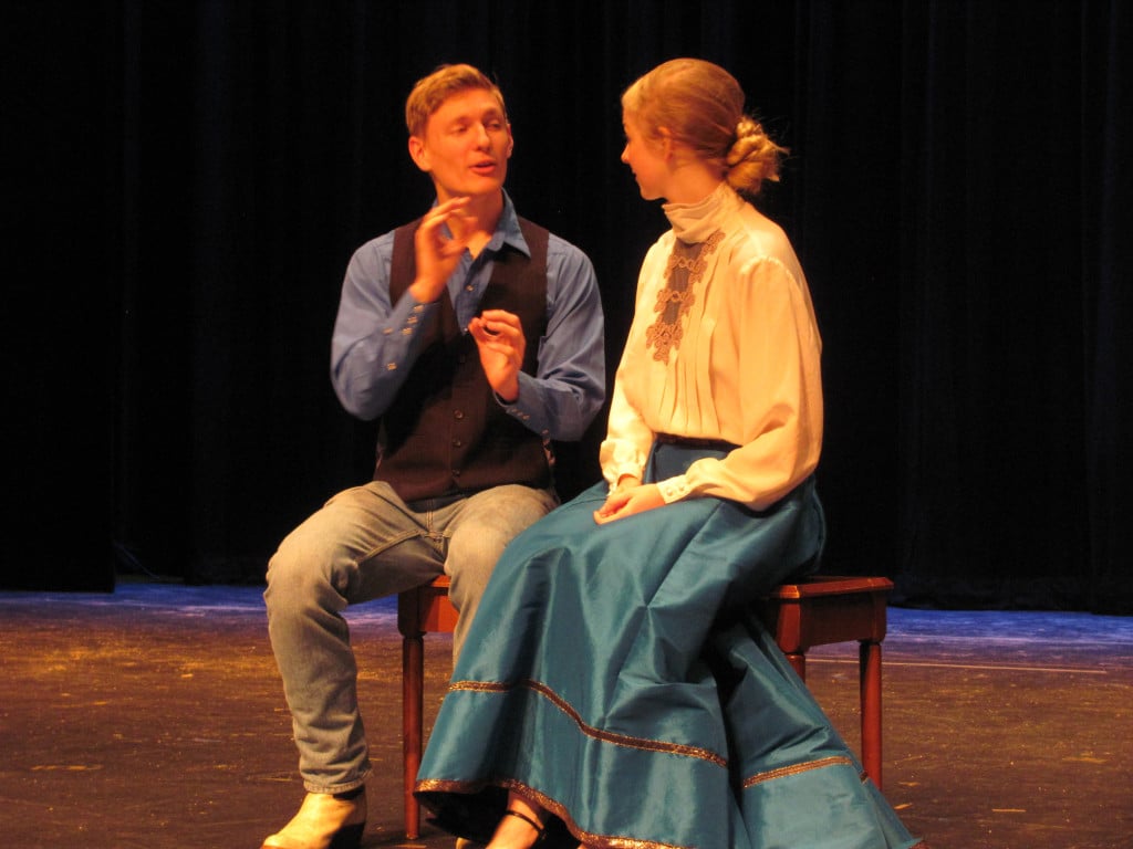 Lucentio (Carson Connors) tries to win the hand of the fair Bianca (Bridgette McCarthy).                                