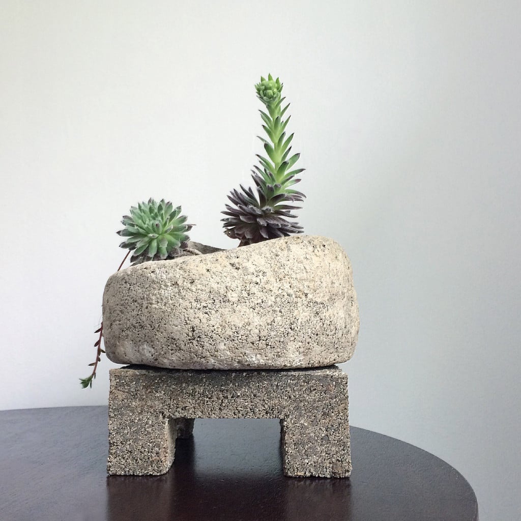 Claire Bandfield creates hand cast stone planters. 