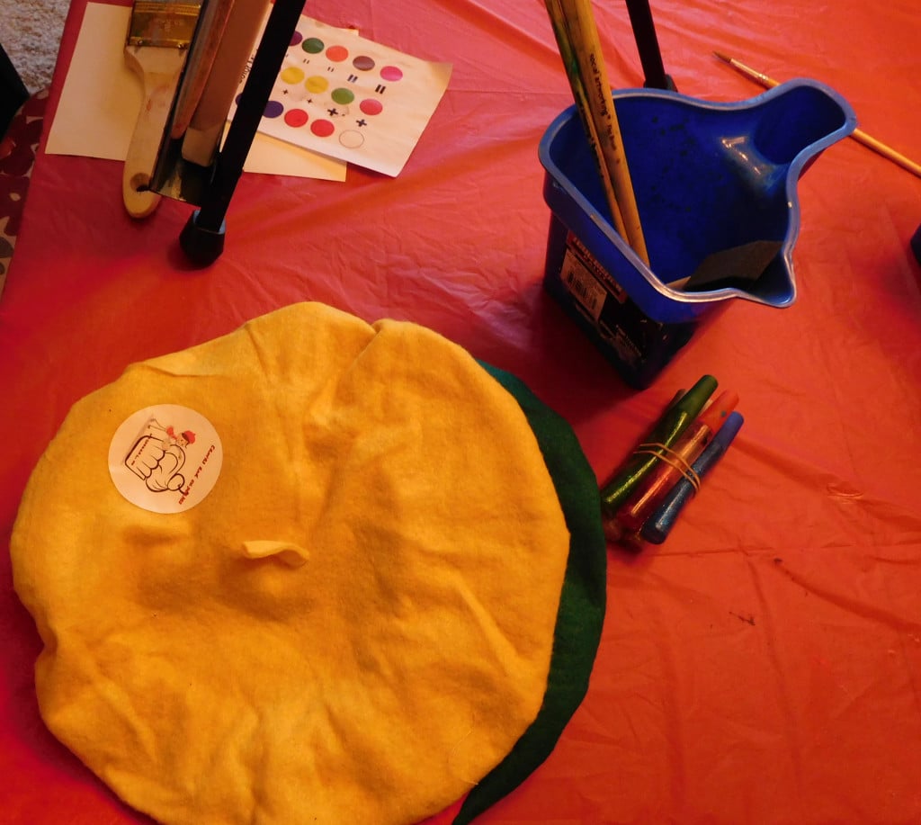 Dering gives each child in her painting parties a free beret to keep. “I only have one requirement, and that is every artist must wear a beret,” she said.    