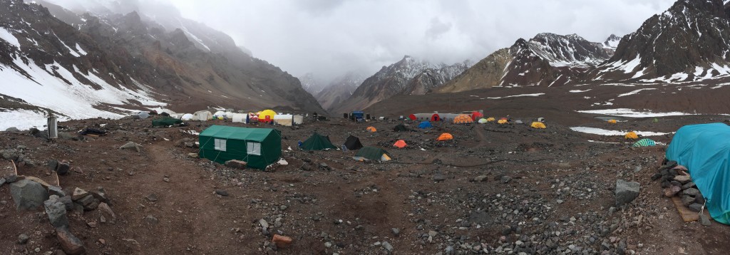 This was a panoramic shot taken of the Plaza de Mulas basecamp.