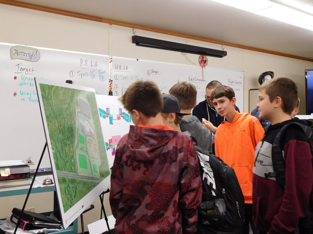 The LSW Architects rendering of the new Jemtegaard Middle School was a popular career day visual aid.