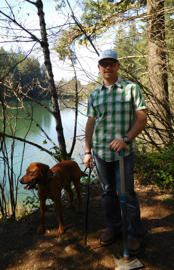Sean Vergillo coordinates the Lacamas Trails Advocacy Group and can often be seen on the trails with his Fox Red Lab, helping to maintain trails for other users. "The main goal of our group is to fill the need of maintaining things," he said. "We want to get regular trail users to help out at least a few times a year."